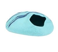 Cat Cave Bed, Faux Wool Cat Dome Bed, Cozy Kitten Hideout with Stylish Dome Design, Warm and Cool Indoor Pet Bed for Cats, Sky Blue