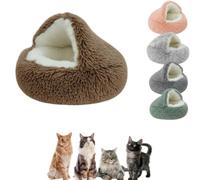 Cat Cave Bed for Cats & Kittens - Ultra Soft Round Sleeping Nest for Pets - Cosy Fluffy Cat Igloo for Orthopaedic Support - Machine Washable Pet Bed for Small & Large Cats - Brown - (50 cm)