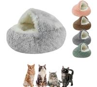 Cat Cave Bed for Cats & Kittens - Ultra Soft Round Sleeping Nest for Pets - Cosy Fluffy Cat Igloo for Orthopaedic Support - Machine Washable Pet Bed for Small & Large Cats - Gray - (40 cm)