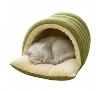Cat Cave Bed for Indoor, Cat Sleeping Bag,2-in-1 Detachable Cat Bed with Zipper & Snap Buttons, Washable Covered Kitty Tent with Soft Arctic Fleece, Warm Calming Pet Bed for Small Dogs & Cats(Green)