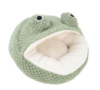 Cat Cave Bed, Frog Shaped Pet Bed House Plush Hooded Cat Beds Semiclosed Cat Cuddle Bed Sleeping Bag for Indoor Puppy and Kitten Cats (M)