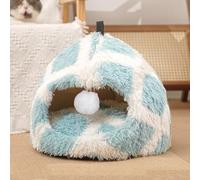 Cat Cave Bed Igloo Indoor, Kitten Tent with Cushion Pillow, Pet Sleeping House for Kitten, Pet Sofa Mats for Puppy Kitty (55 * 43cm,Blue)