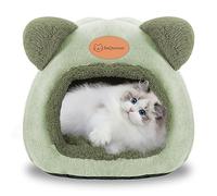 Cat Cave Bed Igloo, Small Cat Tent Bed House, Foldable Comfortable Pet Cat Bed, Warm and Comfortable Cats Sleeping Cave House for Cats, Kittens, Indoor(Green, 36x36x36cm)