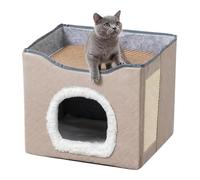Cat Cave Bed, Partially Enclosed, Foldable Sleeping Stand for Pets, Warm Bed for the Cat House, for Small, Medium, Large Kittens, Balcony, Garden, Yard, Barn