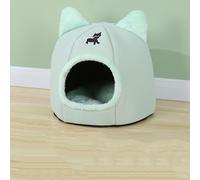 Cat Cave Bed, Pet Igloo Bed Cave for Indoor Cat with Removable Washable Cushion Pillow, Kitten House, Comfortable Pet Kitty Puppy Tent House (35 * 35 * 35cm,Green)