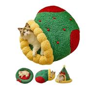 Cat Cave Bed, Removable and Washable Winter Closed-Off Bed for Small Medium Dogs and Cats, Christmas Tree Triangle Design