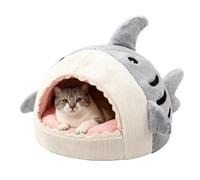 Cat Cave Bed - Shark Nest Washable Non-Slip Base Cartoon Cats Nest Small Dog Bed for Kittens Puppy Indoor Living Room Balcony Home Office Winter Cold Weather