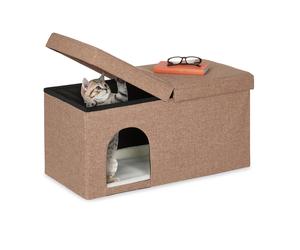 Cat cave bench Folding Pet Ottoman Cozy Animal Den Compact Fluffy Warm 150 kg