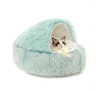 Cat Cave Calming Cat Bed Machine Washable Pet Sleeping Caves Cozy Donut Pet Bed with Non-Slip Bottom Kitten Sleeping Pillow Hooded House for Puppy and Kitty (60 * 60 * 20cm,Green)
