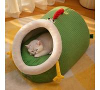 Cat Cave - Cat House Bed | 0.47kg, Warm Soft Pet Shelter | Cute Mouth Open Design | Winter Sleeping Theme | Kitten Indoor Outdoor Utility, Removable Cushion Gear, Small Animal Comfort Accessory, Was