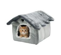 Relaxdays Cat Cave with Removable Cushion, Velvet & Plush, 38x45x50 cm, Grey
