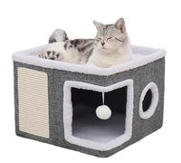 Cat Cave Foldable Cat House Cats Beds with Scratch Pad Kitty Hideaway for Indoor Cozy Plush Kittens Condos Cute Modern Kitten Condo for Kitten Cats Small Dogs Puppy Small Pets