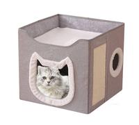 Cat Cave,Foldable Kitten Tent Furniture | 2-Layer Large Cave Bed Shelter Hideaway Kennel with Scratch Pad and Ball for Cats Dogs Indoor Home Winter Outdoor