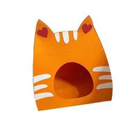 Cat Cave House for Large Cats Indoor Outdoor, Comfortable Privacy Bed with Easy Access, Cute Cat Furniture 19.69inch x 13.78inch x 22.83inch- Orange