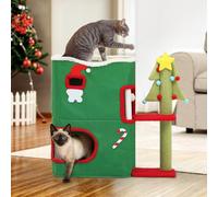Cat Cave, kitten Beds for Indoor,House with Scratching Post & Ball & Platform, Bed, Basic Tree, Cute Tower, kitten Furniture,Hideaway,Condo (Green), 68 * 35 * 64cm