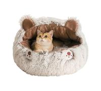 Cat Cave - Round Calming Cave Hooded Cat Bed | Soft Anti-Slip Sleeping Bag Winter House for Puppy Small Dog Kitten Bedroom Dorm Living Room Home Apartment Indoor Balcony