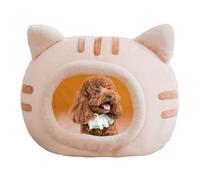 Cat Cave | Soft Crystal Fleece Removable Cave with Plush Hanging Toy | Autumn Winter Indoor Pet Warm House for Mini Medium Sized Dog Cat Snooze Sleeping