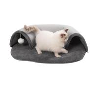 Cat Cave Tunnel Bed - Closed Warm Sleeping Bed with Play Ball, Reliable and Secure Retreat for Large Kitten | Comfortable and Durable Haven for Domestic Cats, Animal Comfort Zone