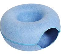 Cat Caves for Indoor Cats, LargeTunnel for Multiple, Scratch Detachable Peekaboo Cat Cave Bed, Kitten Donut Kitty Hideaway Up to 45 Lbs (Blue, S)