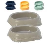 CAT CENTRE 2 Non-Slip Grey Cat Bowls, 0.2L, Rubber Base, Oval Kitten Feeder | Cat feeding bowls, water dish, pet food bowl, dishwasher safe, suitable for small cats, kittens and dogs