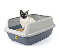CAT CENTRE Big Open Cat Litter Tray, Grey, 56cm, Extra Deep, Detachable Rim