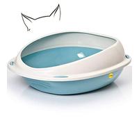 CAT CENTRE Blue Jumbo Open Cat Litter Tray with Rim, Anti-Spillage