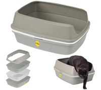 CAT CENTRE Cats Grey Scoopless Litter Tray Large or Jumbo Sifting Toilet Box High Sided XL (Large Tray)