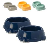 CAT CENTRE Dark Blue Pet Bowls Set, 2x0.3L, Non Slip | Cat dog kitten bowl feeder water dish, indoor outdoor use, portable travel bowls, cage carrier, colours available