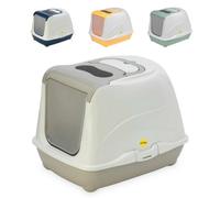 Cat Centre.Direct Cat Centre Flip Hooded Litter Tray With Carbon Filter And Scoop Grey