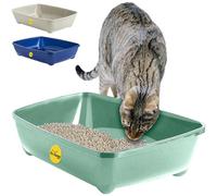 Cat Centre.Direct Cat Centre Green Jumbo Open Cat Litter Tray 56Cm Xl Pet Toilet Kitten Easy Clean Plastic Portable Pan Loo Box Rounded Corners