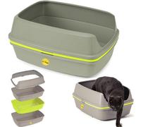 Cat Centre.Direct Cat Centre Jumbo 57Cm Scoopless Grey Open Cat Litter Tray With High Sided Rim 57Cm