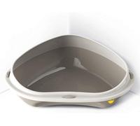 Cat Centre.Direct Cat Centre Jumbo Corner Open Litter Tray With Rim Grey