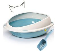 Cat Centre.Direct Cat Centre Jumbo Oval Open Litter Tray With Rim + Litter Scoop Bundle Blue