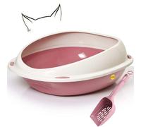 Cat Centre.Direct Cat Centre Jumbo Oval Open Litter Tray With Rim + Litter Scoop Bundle Pink
