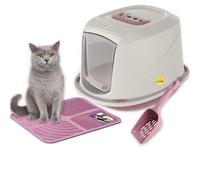 Cat Centre.Direct Cat Centre Jumbo Pink Cat Hooded Set: Litter Tray + Scoop + Tray Mat + Carbon Filter