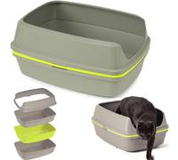 Cat Centre.Direct Cat Centre Large 50Cm Scoopless Grey Open Cat Litter Tray With High Sided Rim