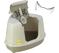 Cat Centre.Direct Cat Centre Large Corner Flip Litter Tray Hooded Box (Scoop And Charcoal Filter Included) Grey