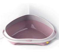 Cat Centre.Direct Cat Centre Large Corner Open Litter Tray With Detachable No-Spilling Rim Pink