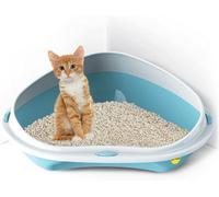 Cat Centre.Direct Cat Centre Large Corner Pet Tray With High Rim Blue