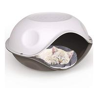 CAT CENTRE Gray Outdoor Plastic Pet Dog Cat Kennel Bed House Basket Pen | Weatherproof kennel crate enclosure, cat dog feline canine shelter, durable sturdy safe, comfortable sleep play