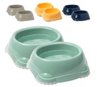 CAT CENTRE Green 2 Pcs 0.3L Pet Bowls Small Kitten Cat Dog Non-Slip | Feeder and drinking water dish, dry and wet food feeding, small pet bowl set, non-slip rubber feet