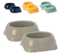 CAT CENTRE Grey 2 Pcs 0.3L Pet Bowls Small Kitten Cat Dog Feeder Drinking Water Dish Dry and Wet Food Feeding Non-Slip