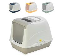 CAT CENTRE Grey Cat Flip Litter Tray 4 Colours Box Hooded Pan Toilet Loo Carbon Filter Scoop