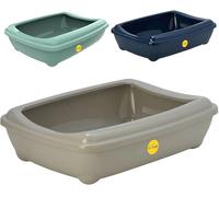 CAT CENTRE Grey Jumbo Cat Litter Tray with Rim, 57x43x16cm, Scoop Included