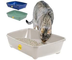 CAT CENTRE Grey Jumbo Open Cat Litter Tray 56cm XL Pet Toilet Kitten Easy Clean Plastic Portable Pan Loo Box Rounded Corners - Indoor & Outdoor - Kittens Adult Elderly Cats Trays