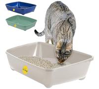 CAT CENTRE Grey Jumbo Open Cat Litter Tray 56cm XL, Rounded Corners