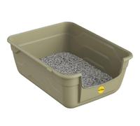 CAT CENTRE Grey Large Cat Litter Tray Box High Sided UK Deep Toilet Loo Adult Cats Kitten Pan Pet Easy Cleaning Lowered Entry Step 11.5cm El