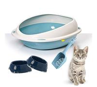 CAT CENTRE High Rim Cat Litter Tray Bundle + 2 Smarty Bowls + Scoop