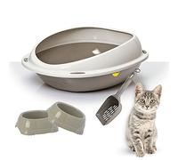 CAT CENTRE High Rim Cat Litter Tray Bundle, 2 Smarty Bowls + Scoop