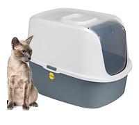 CAT CENTRE Hooded Cat Litter Tray, Dark Grey, Charcoal Filter, Deep